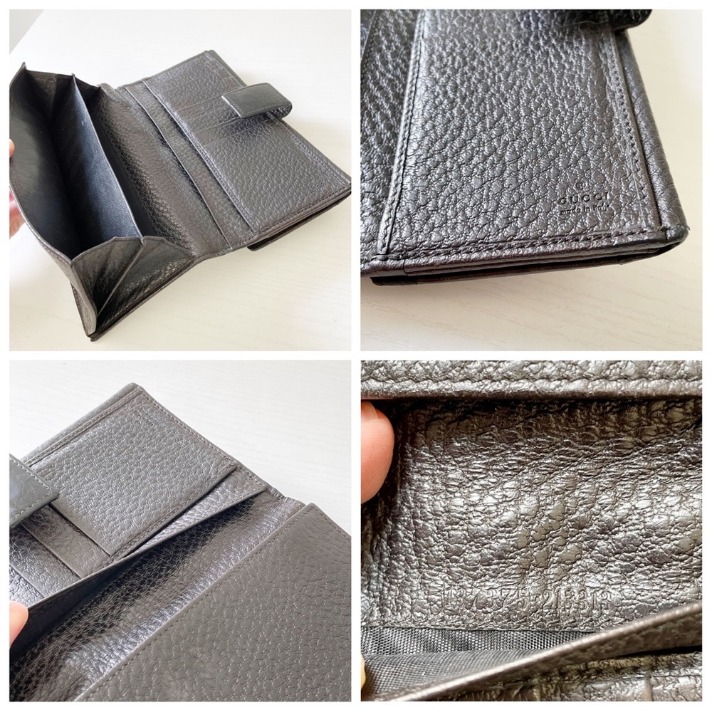 Gucci brown black pebbled leather horsebit long wallet - Picture 9 of 13